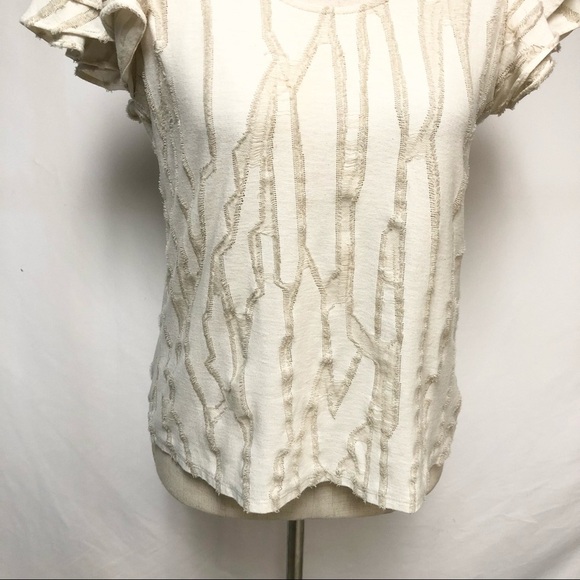 Anthropologie Dolan Flutter Cap Sleeve Top Sz S - Picture 4 of 12